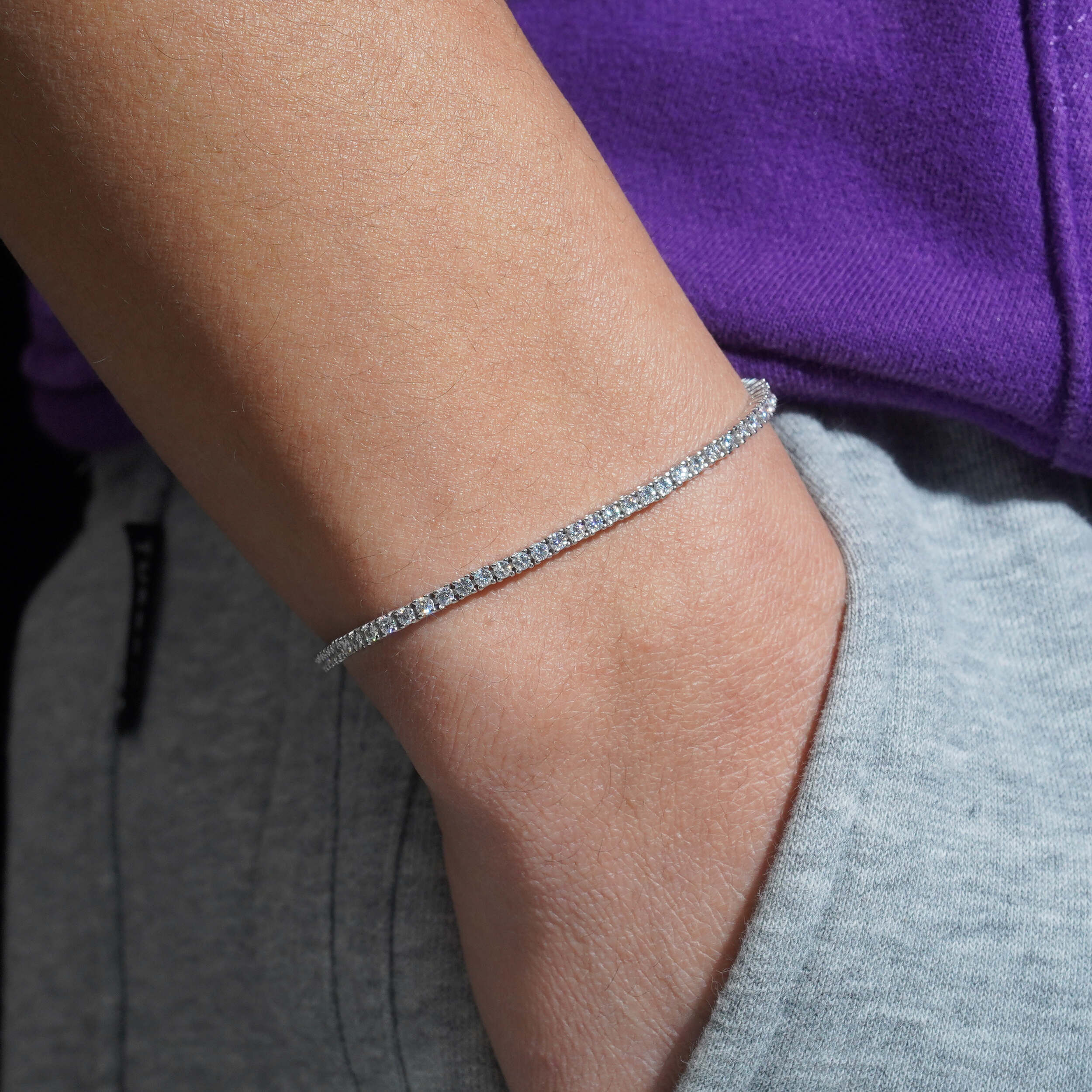 VVS Lab Diamond Tennis Bracelet Sterling Silver 925 2MM