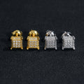 Square Men 925 Silver VVS Moissanite Diamond Mini Size Stud Earrings Screw Back