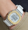 G Shock DW5600 Yellow Gold Tow Tone Moissanite Watch