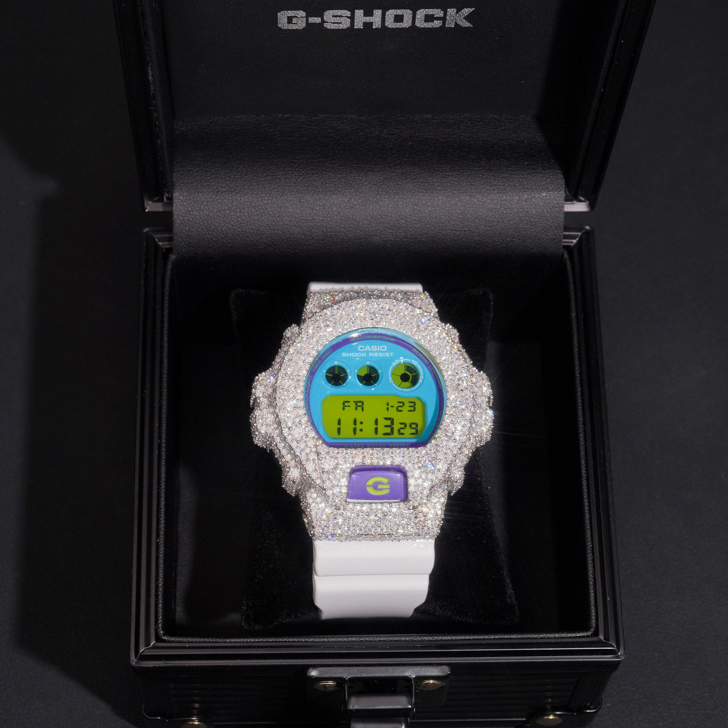 DW6900 G Shock Iced Out Buss Down Moissanite Watch Mosaic Setting