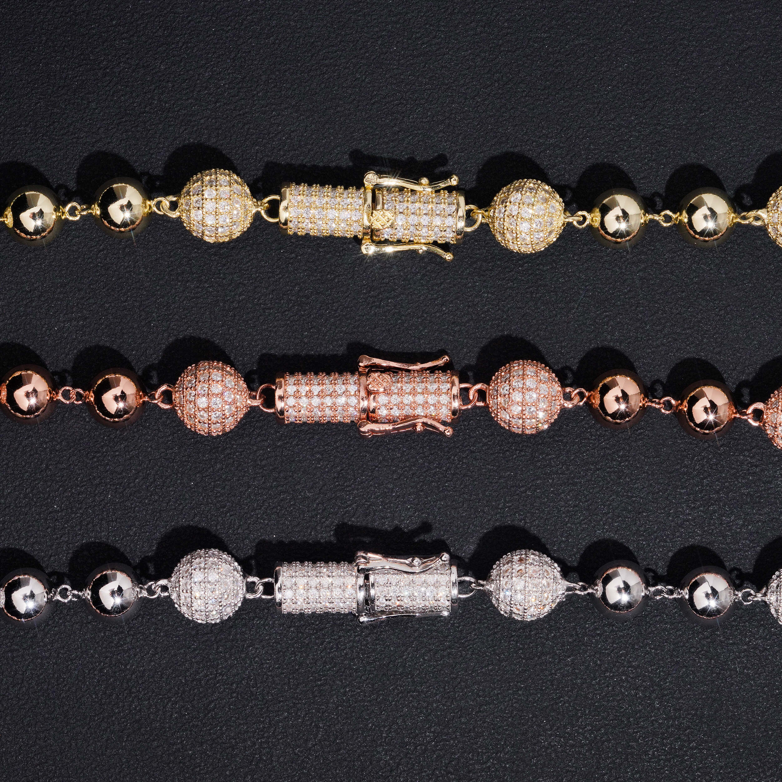 9MM Iced Out Moissanite Diamond Rosary Ball Necklce With Maria Jesus Charm