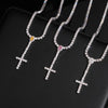 925 Silver Moissanite Diamodn 3MM Rosary Cross Tennis Chain Necklace