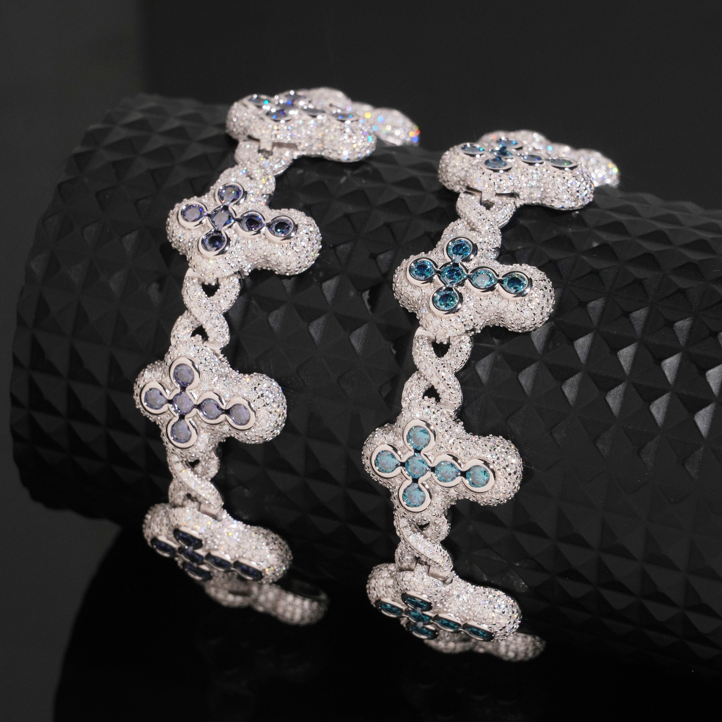 Color Moissanite Cross Infinity Bracelet For Men Iced Out 925 Silver