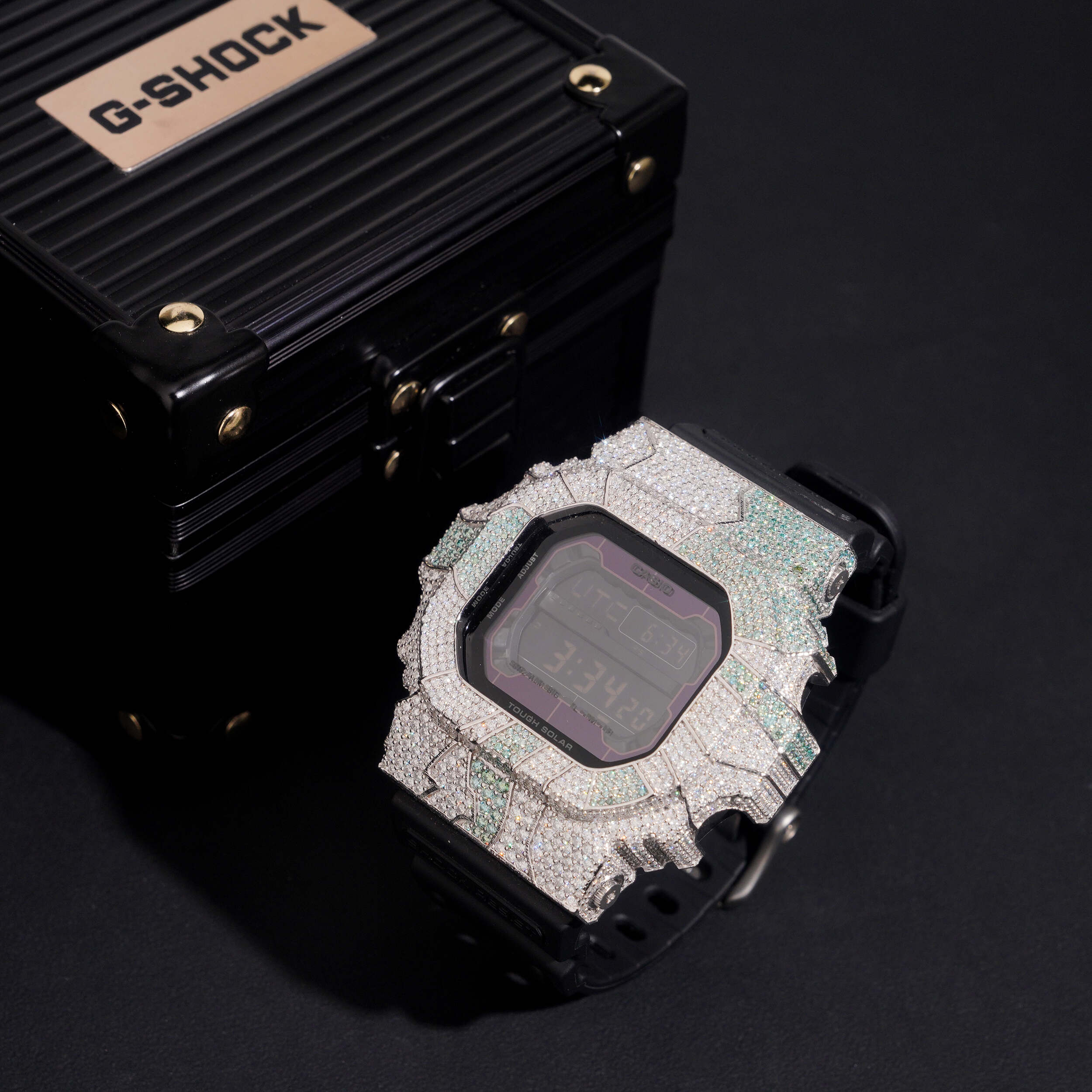 Casio GX56 Iced Out Moissanite Diamond Watch For Men Camo Style