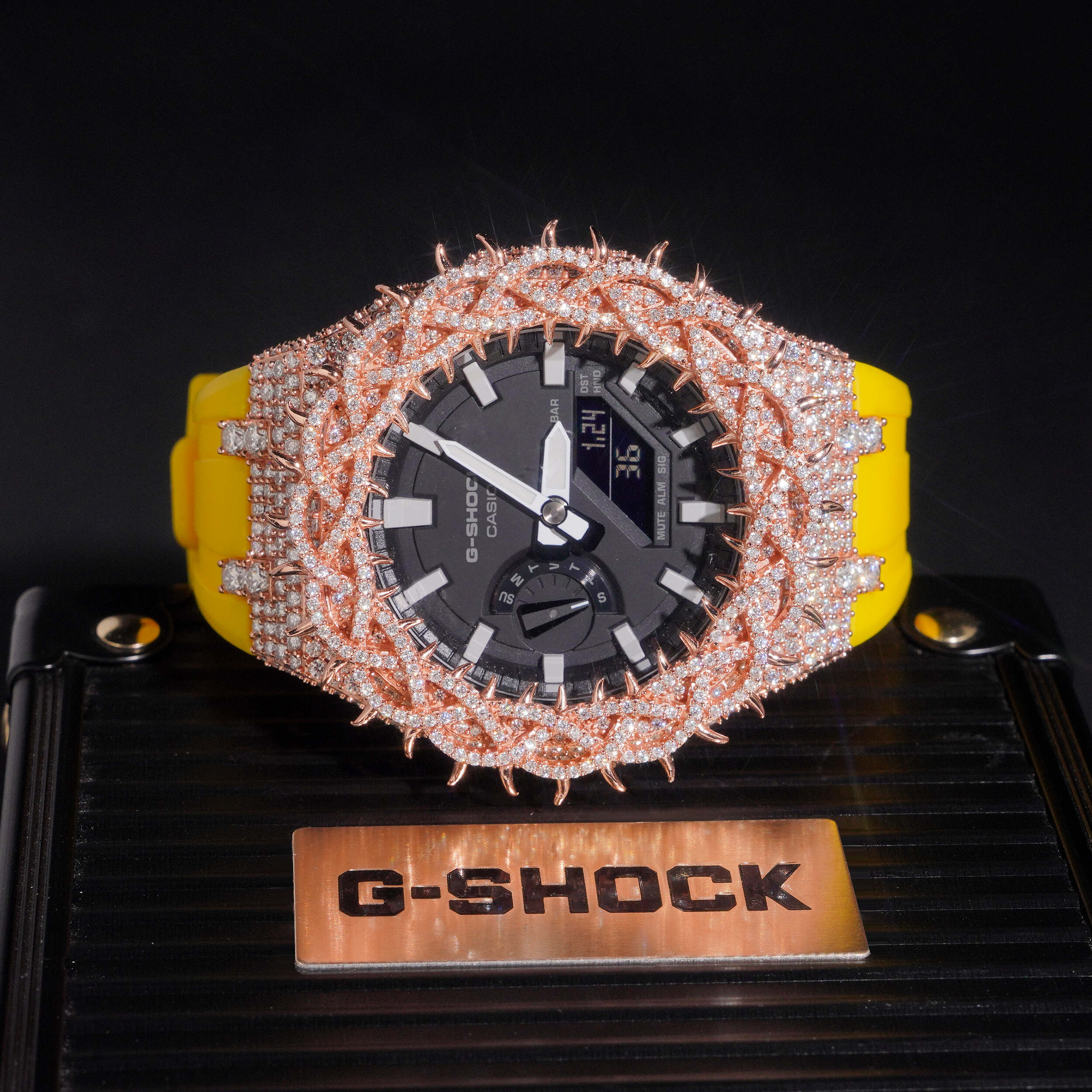 Yellow Band Iced Out G Shock GA2100 Watch