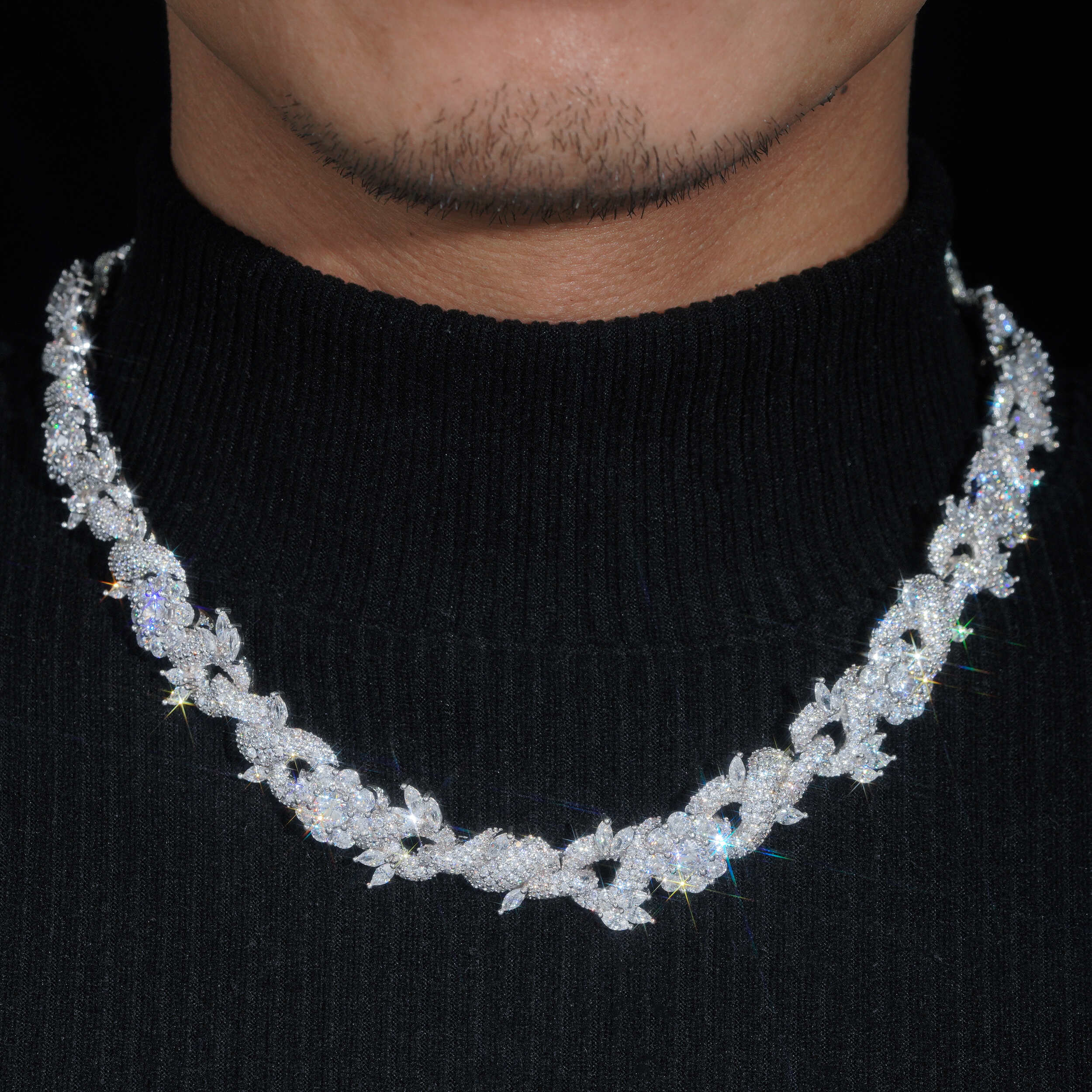 VVS CZ 15MM Flower Infinity Link Chain Necklace
