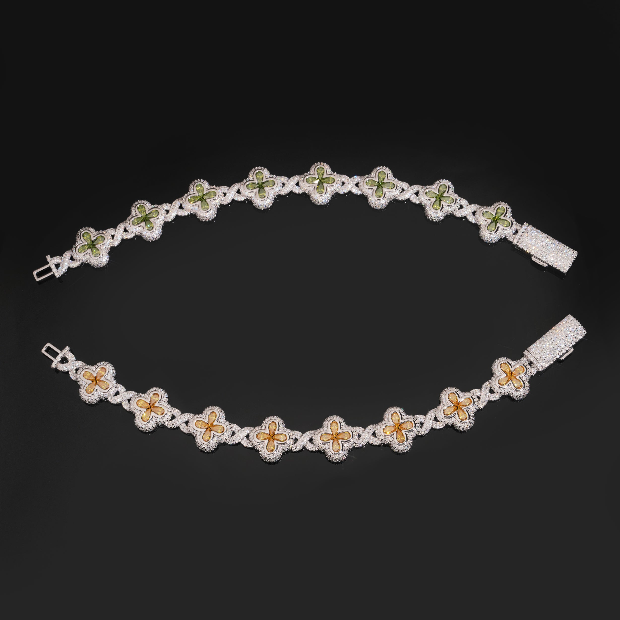 Iced Out 15MM Color Moissanite Clover Men Bracelet