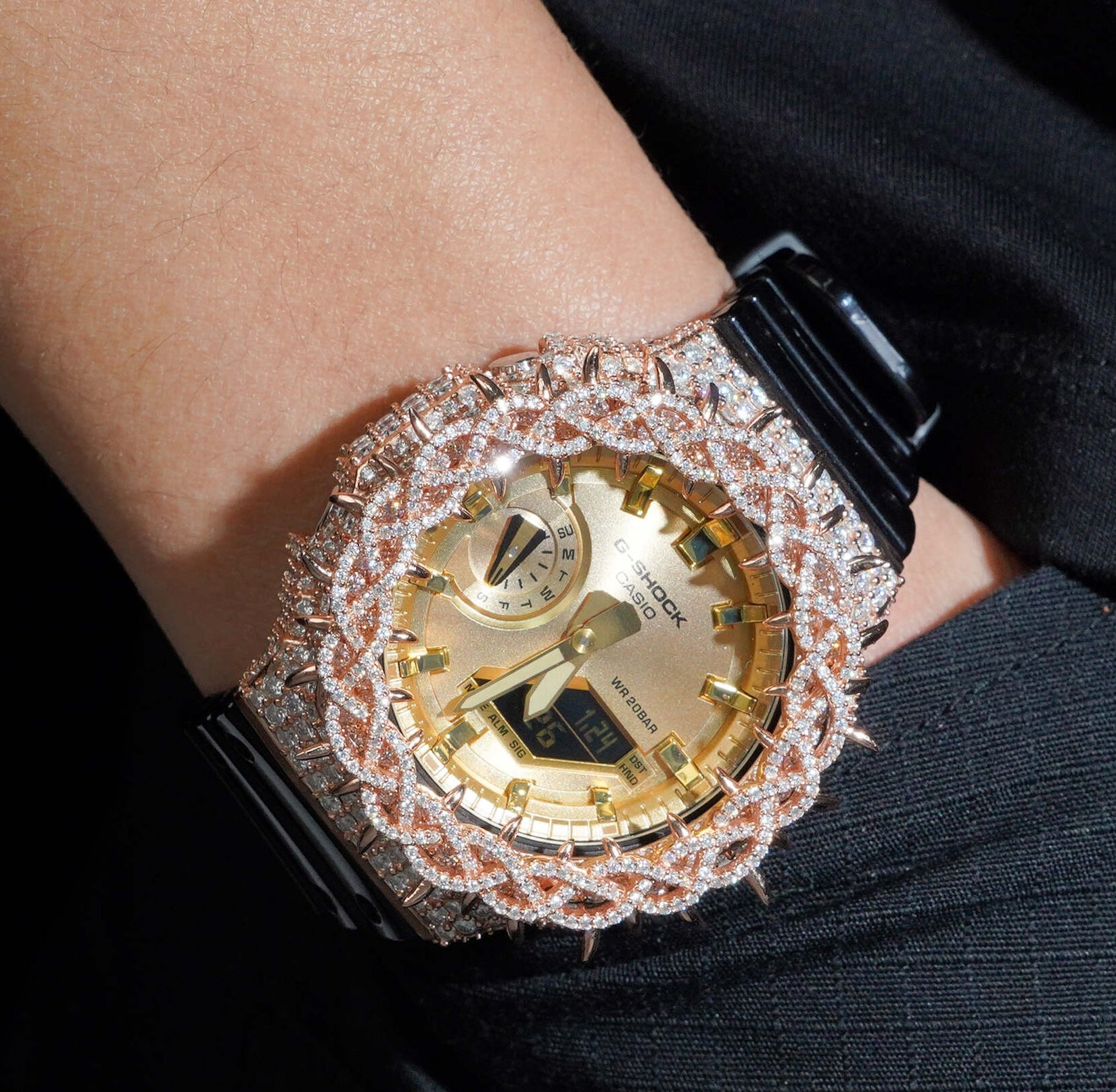 Rose Gold Moissanite Diamond G Shock Watch GA2100