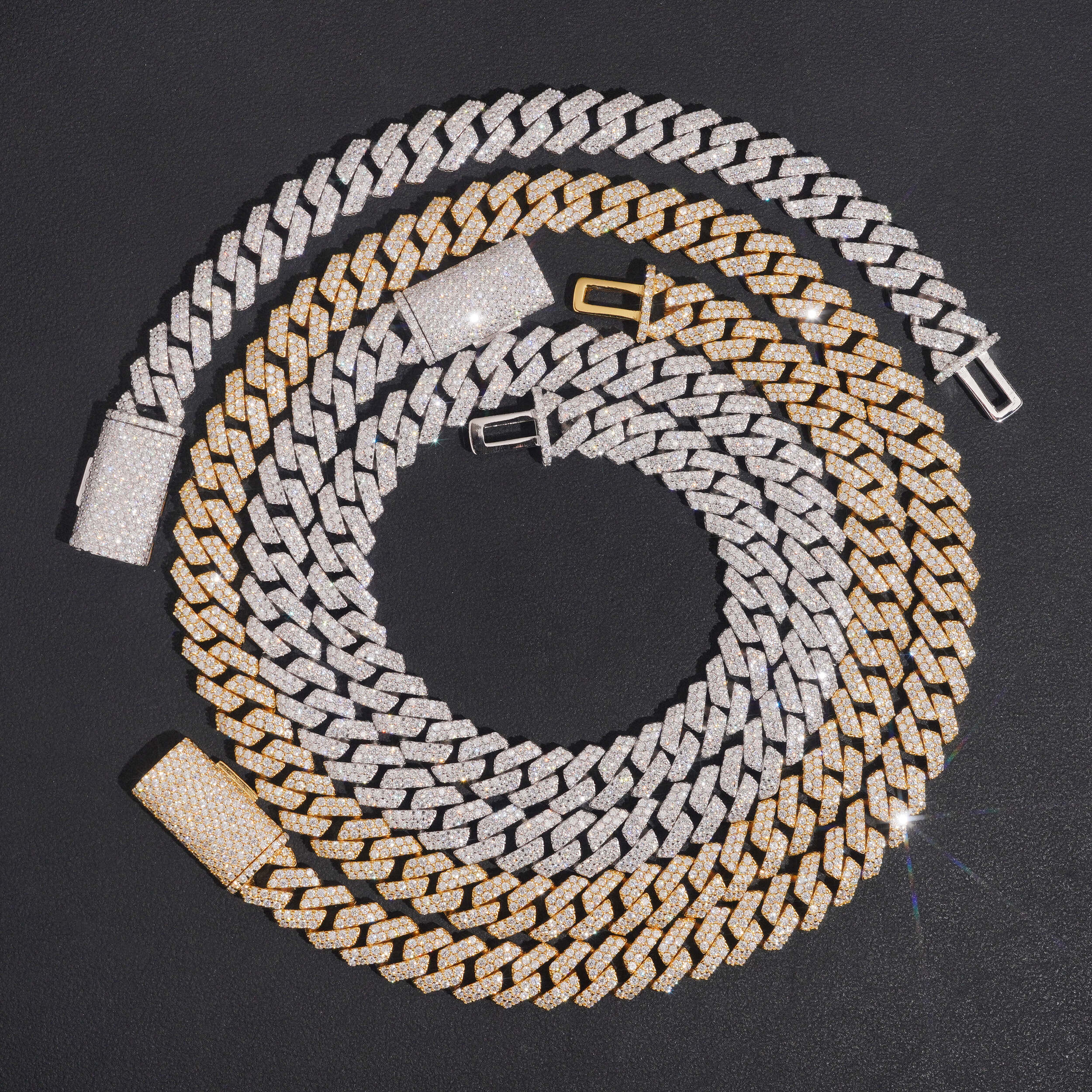 10mm Iced Out Moissanite Miami Cuban Link Chain 14K Gold
