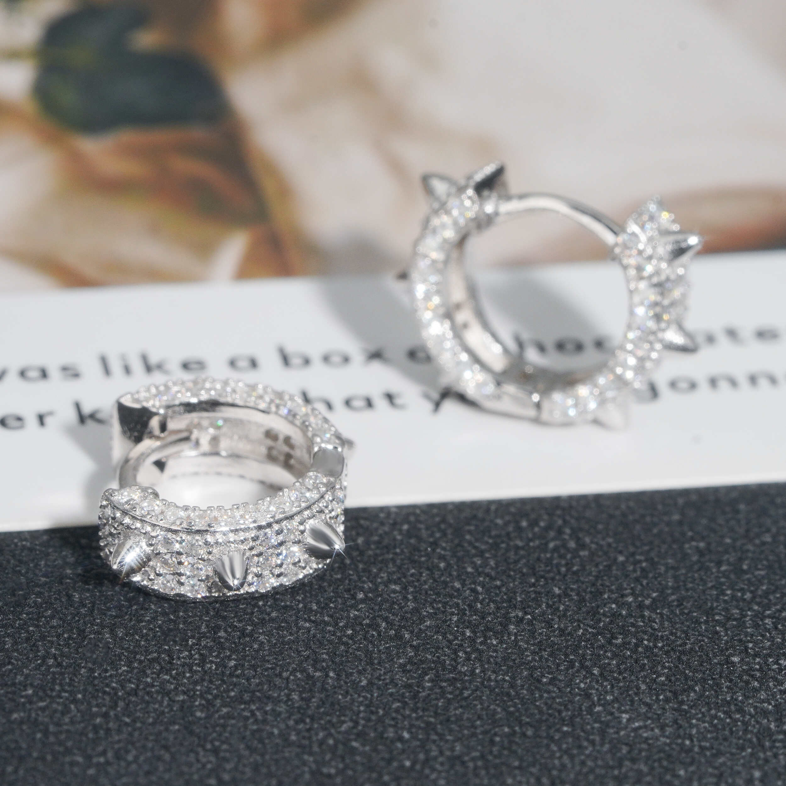 White Gold Yellow Gold Over Sterling Silver 925 VVS Moissanite Diamond Hoop Earrings