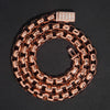 Rose Gold 8MM Pearl Box Link Chain With Iced Out Baguette Cut Moissanite Lock