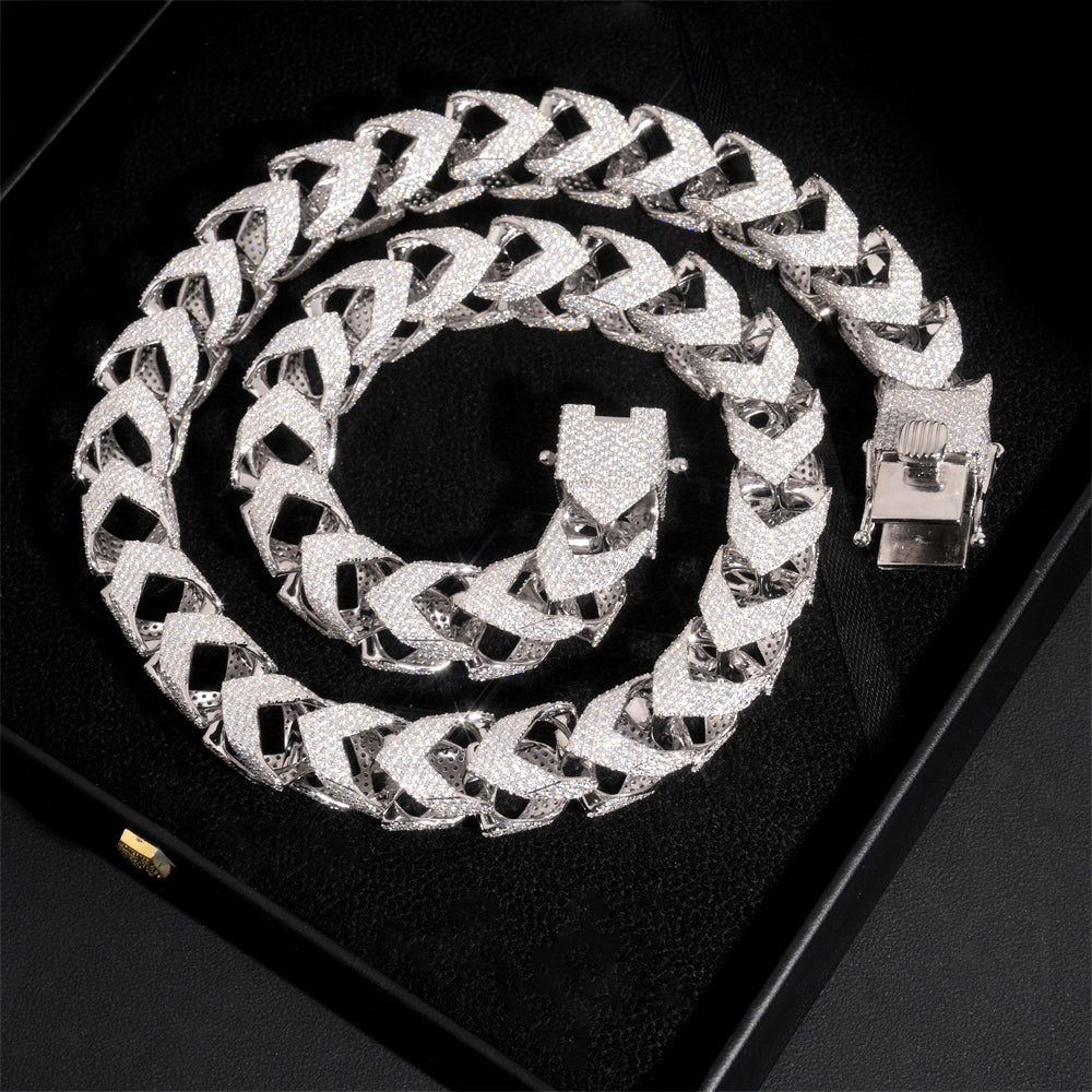 15MM Width Fully Iced Franco Chain Necklace Moissanite Chain