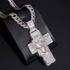 VVS Moissanite Diamodn 925 Silver 2.5 Inch Tall Jesus Cross Pendant Match 13MM Cuban Link Chain