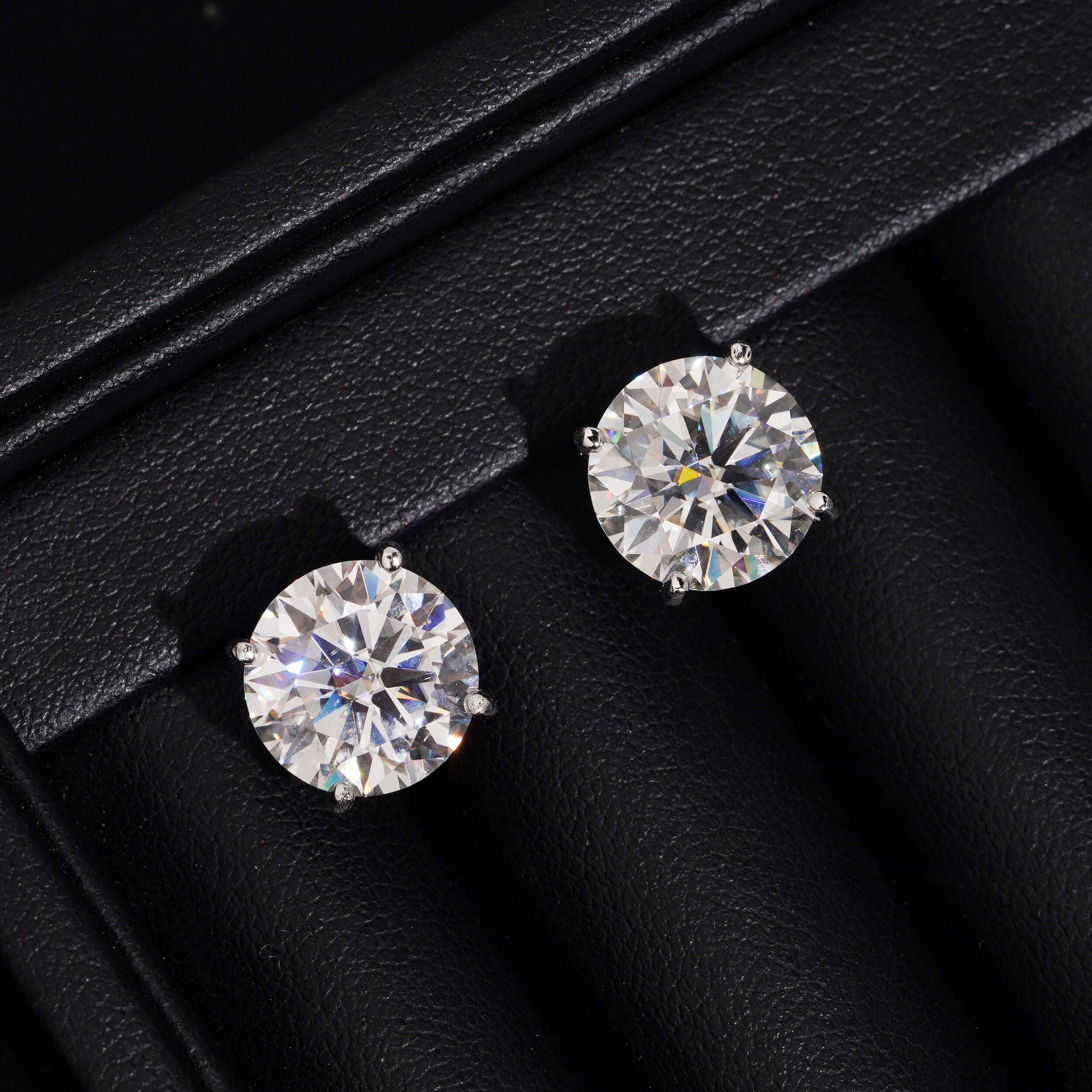 Three Prong Martini Setting Moissanite Diamond Stud Earrings