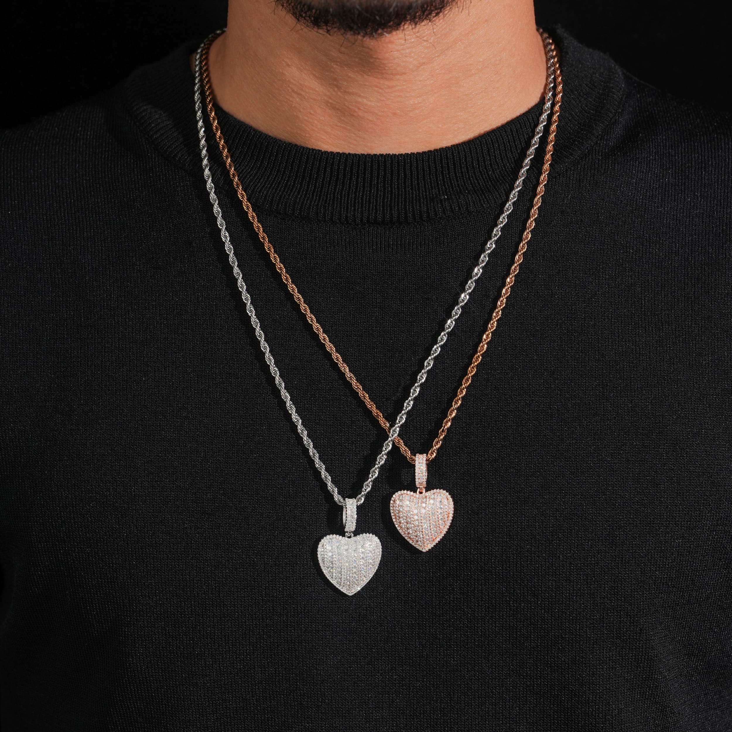 Iced Out Unisex Heart Pendant VVS Moissanite Silver 925