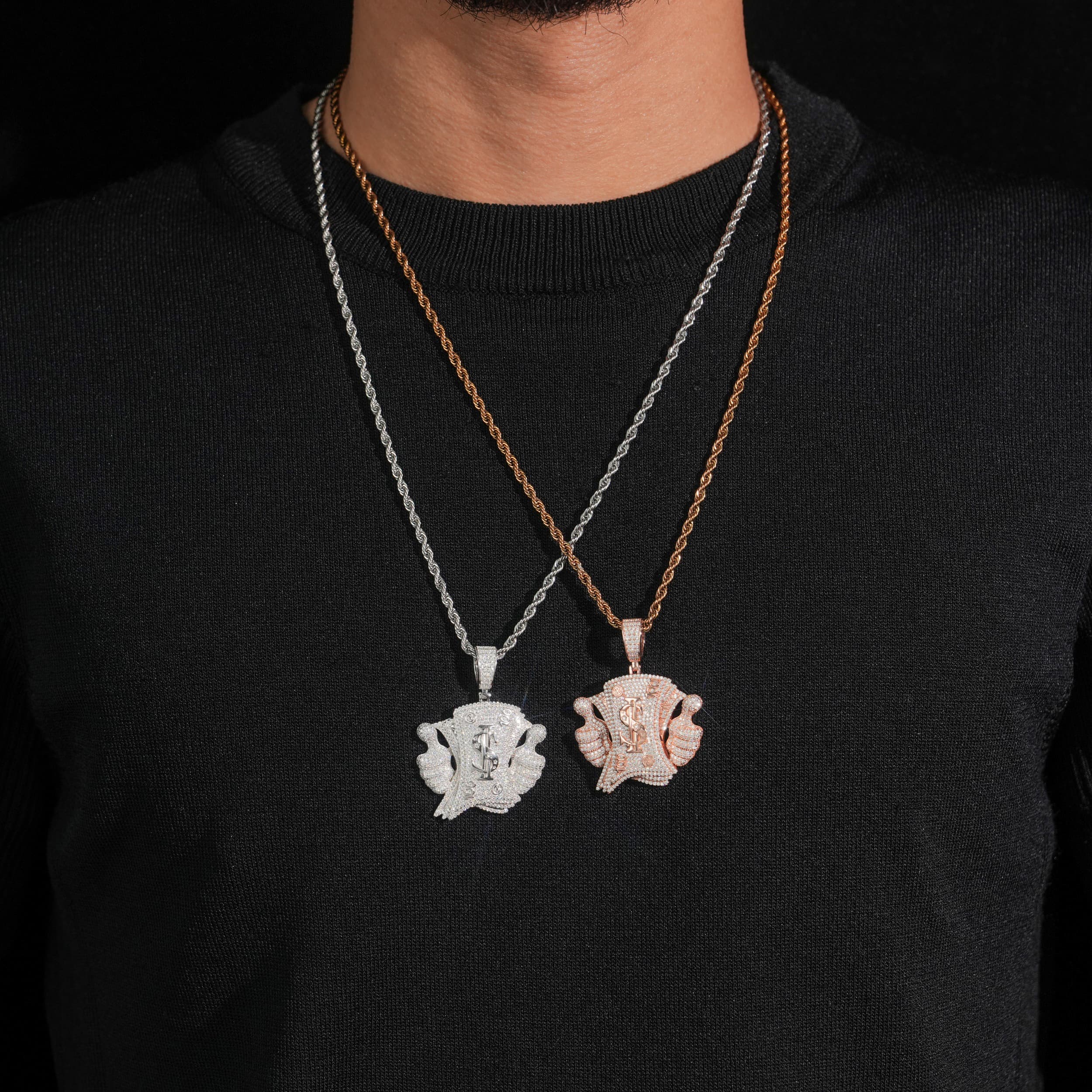 Moissanite Diamond Iced Out Hip Hop Dollar Bill Sign Pendant