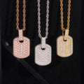Mini Size Baguette Cut Moissanite Diamond Dog Tag Pendant