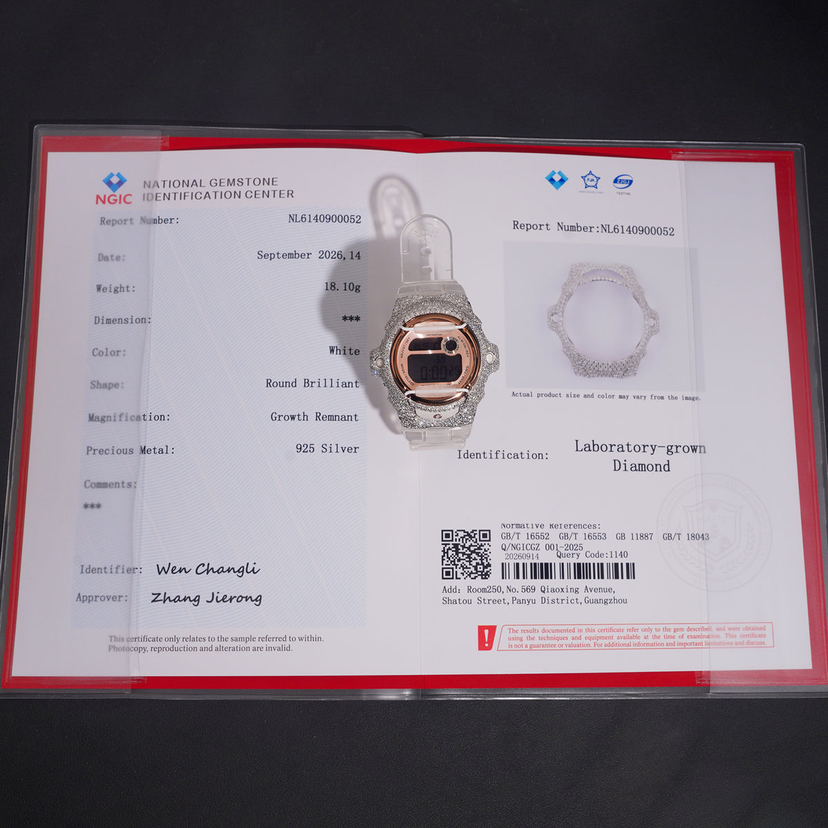 925 Sterling Silver VVS Lab Grown Diamond Baby G Watch