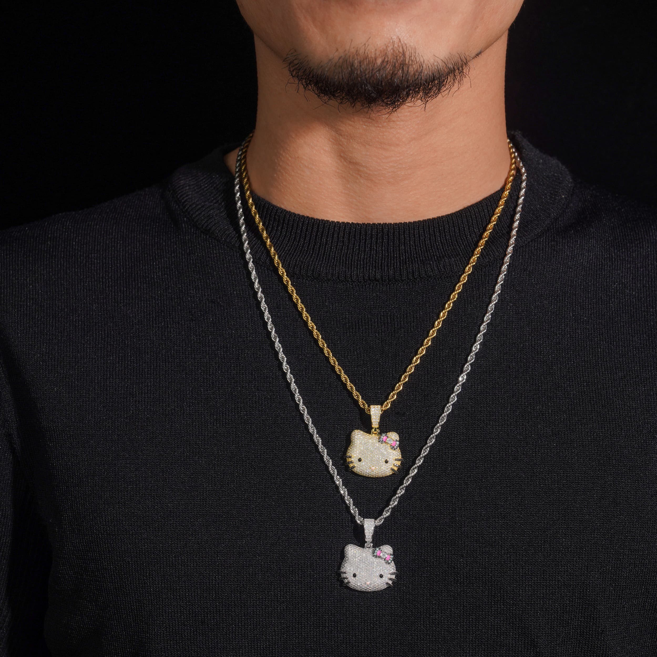 Iced Out Moissanite Diamond Hello Kitty pendant 925 Silver