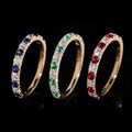 10K Yellow Gold Lab Diamond Mix Lab Gemstone Ring Band For Women