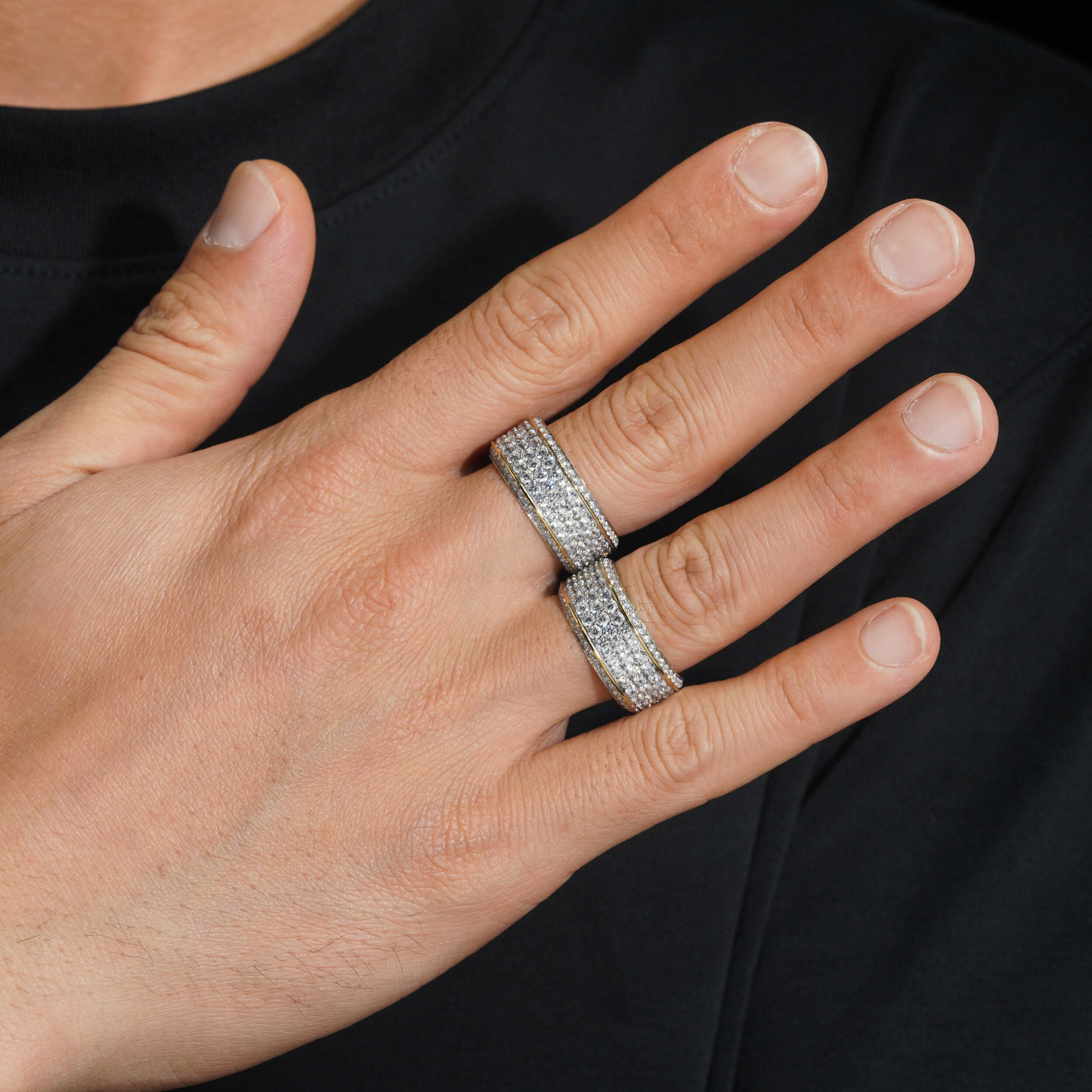 VVS Moissanite Diamond Eternity Ring For MEN Stainless Steel Never Fade