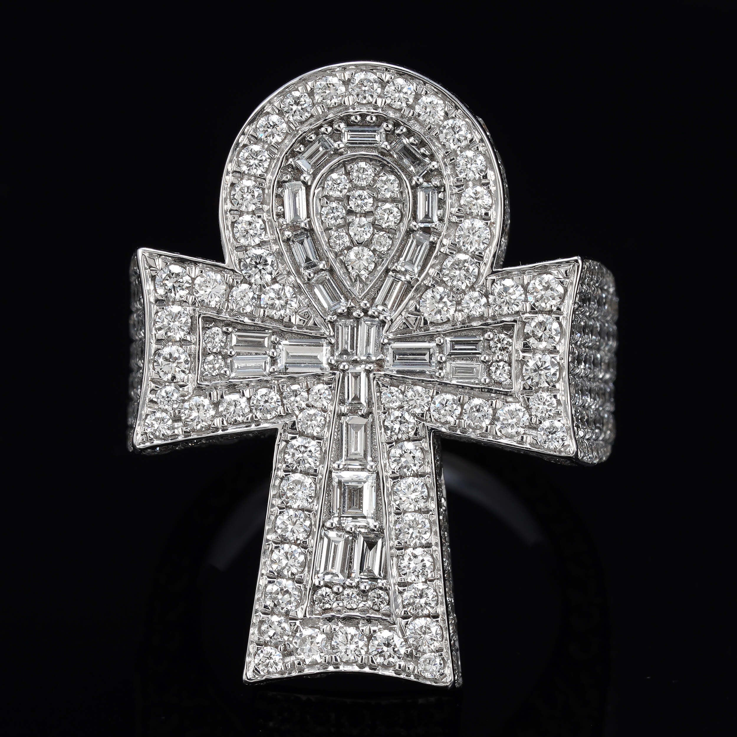 Solid Silver VVS1 Lab Grown Diamond Ankh Cross Men For Men