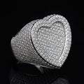 10K White Gold Heart Shaped VVS Moissanite Diamond Men Ring