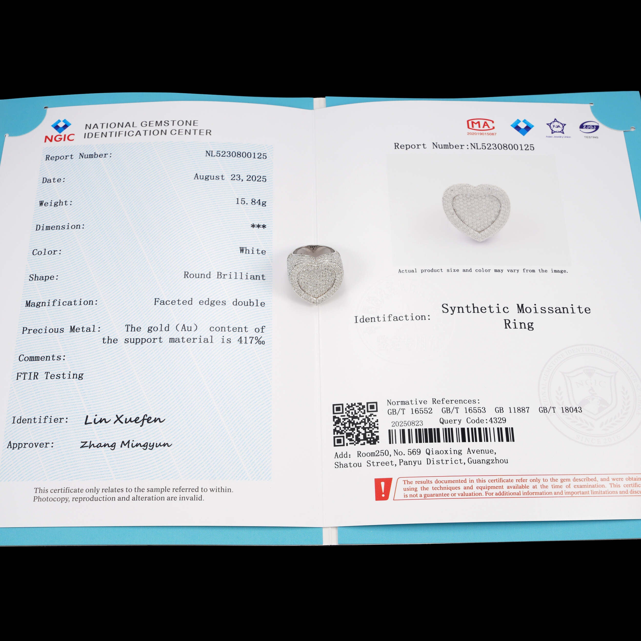 10K White Gold Heart Shaped VVS Moissanite Diamond Men Ring