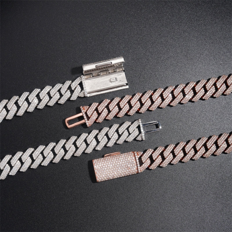 15mm Iced Out Moissanite Miami Cuban Link Chain 10K Gold