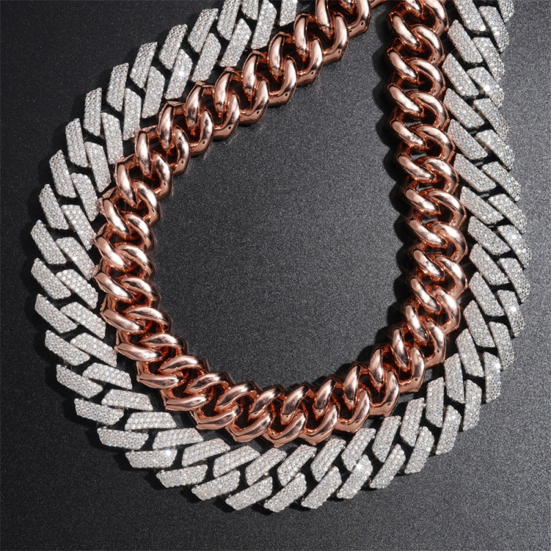 15mm Iced Out Moissanite Miami Cuban Link Chain 10K Gold