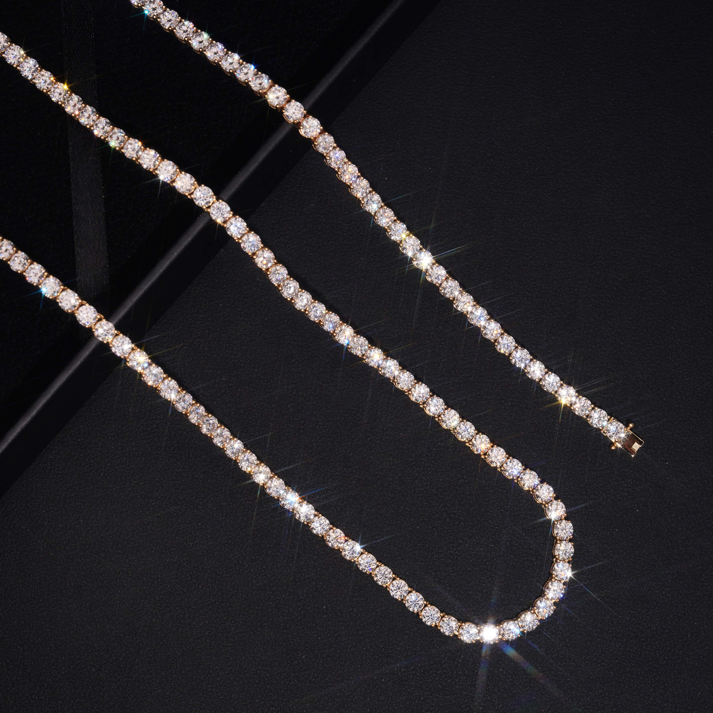 10K Real Yellow Gold VVS Moissanite Diamond Tennis Chain Bracelet 4MM