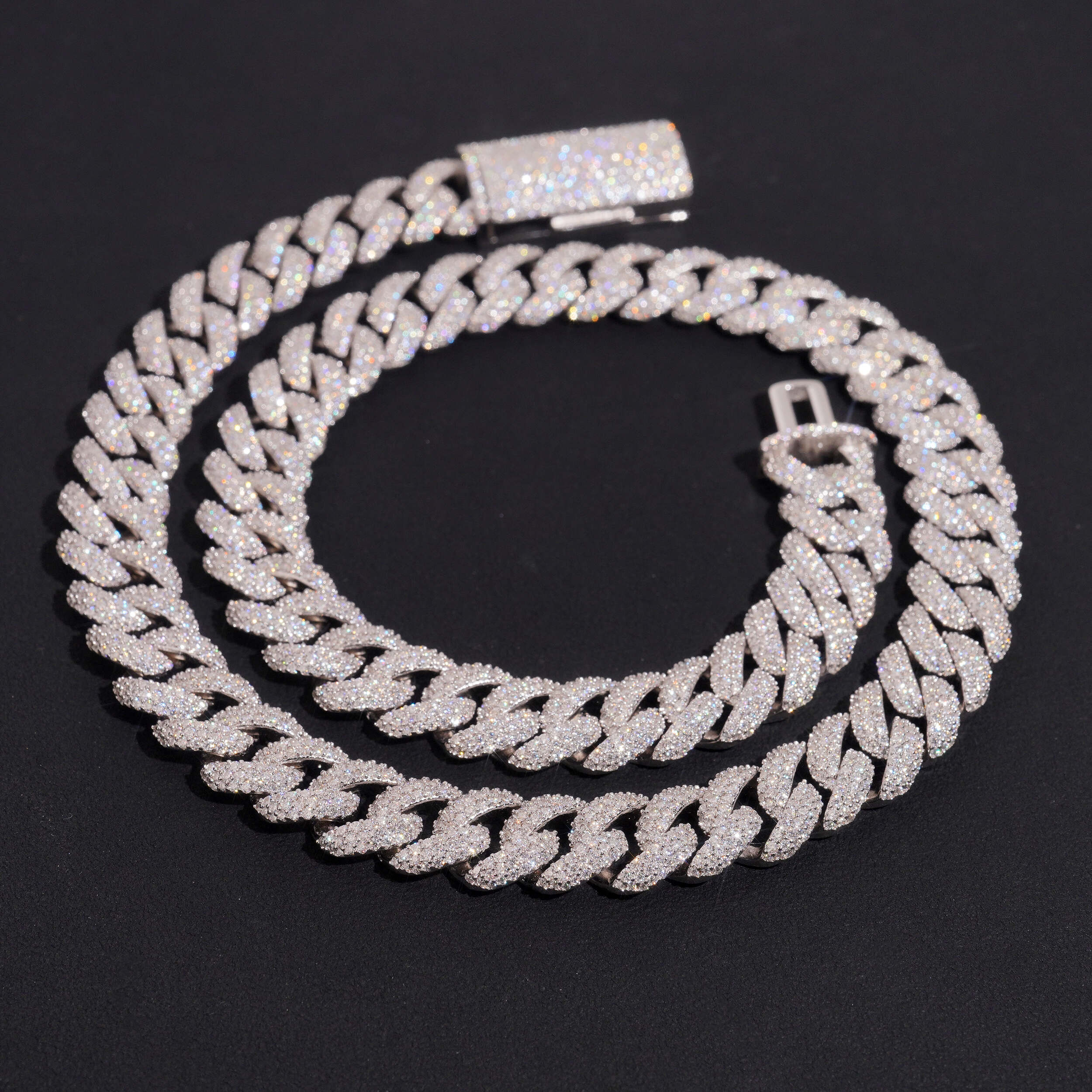 Silver 925 IGI Lab Diamond Cuban Link Chain 13MM
