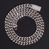 Solid Silver Lab Diamond Cuban Link Chain Necklace 10MM Width