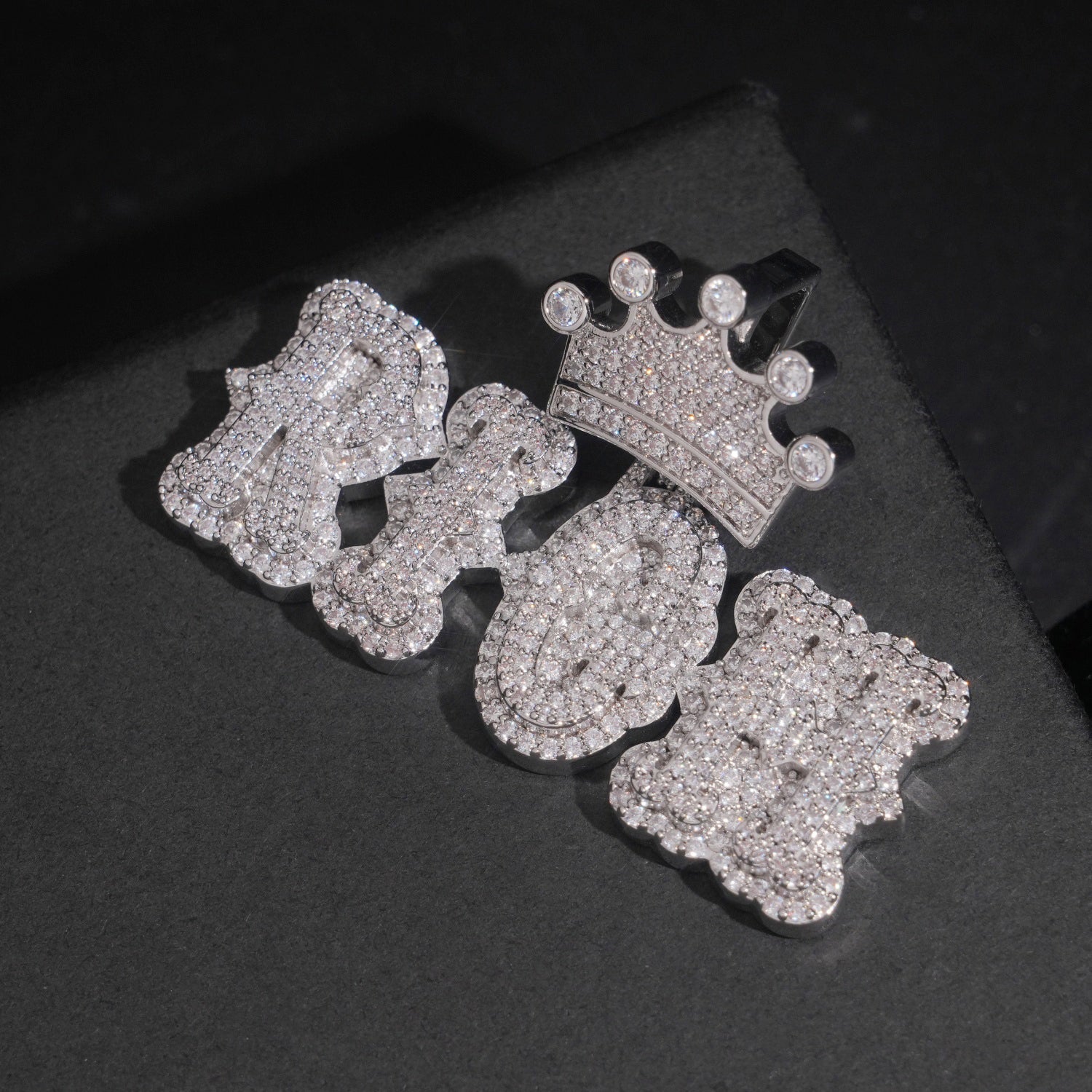 Custom Made Moissanite Iced Out Crown Bail Name Pendant