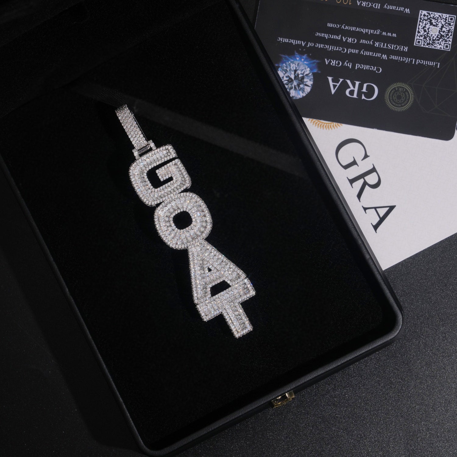 Vertical Letter Iced Out Moissanite Diamodn Goat Pendant