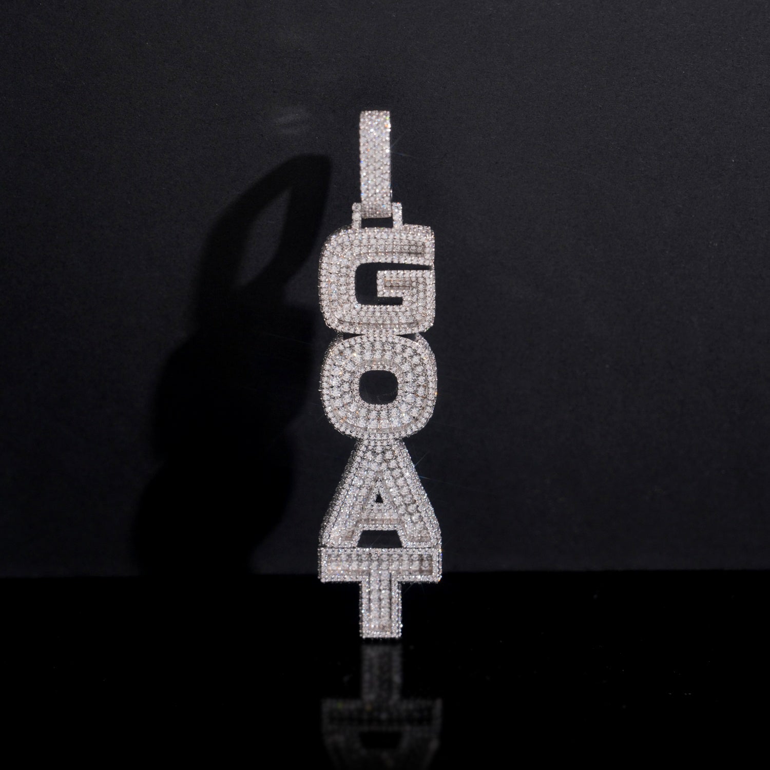 Vertical Letter Iced Out Moissanite Diamodn Goat Pendant