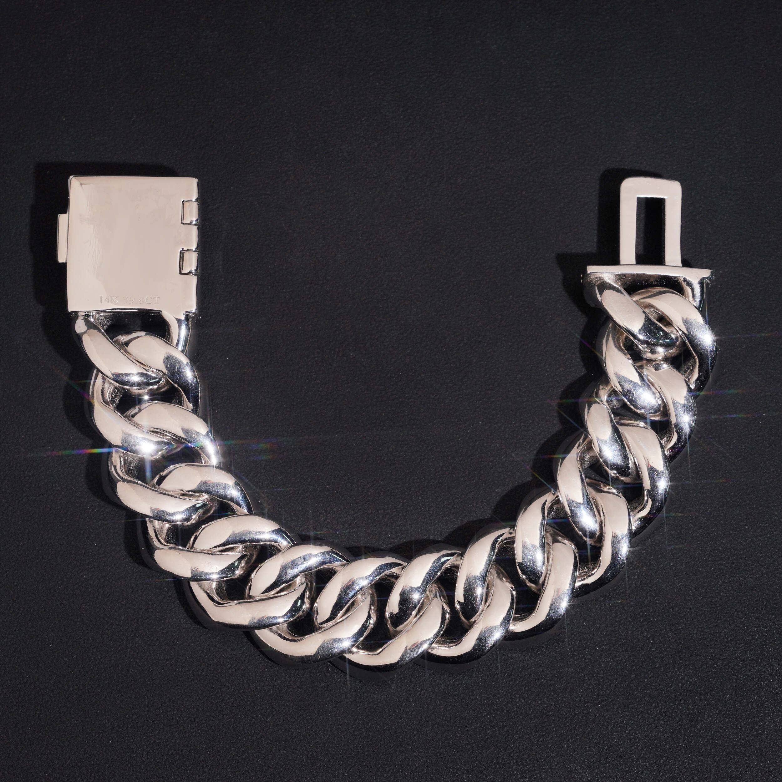 Sterling Silver 925 New Size 24MM Baguette Moissanite Diamond Cuban Link Bracelet VVS