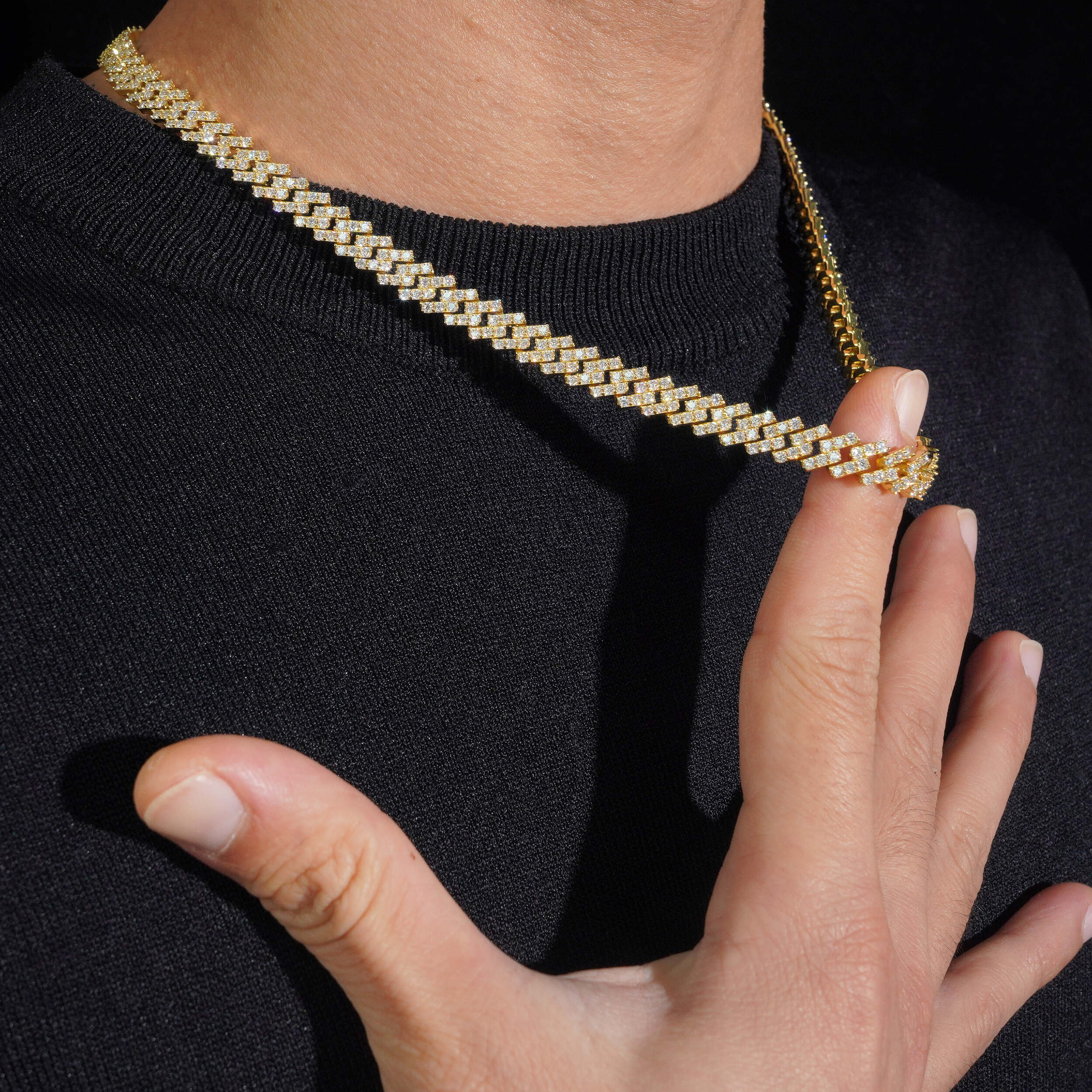 Iced Out 18K Yellow Gold Lab Grown Diamond Cuban Link Chain Necklace