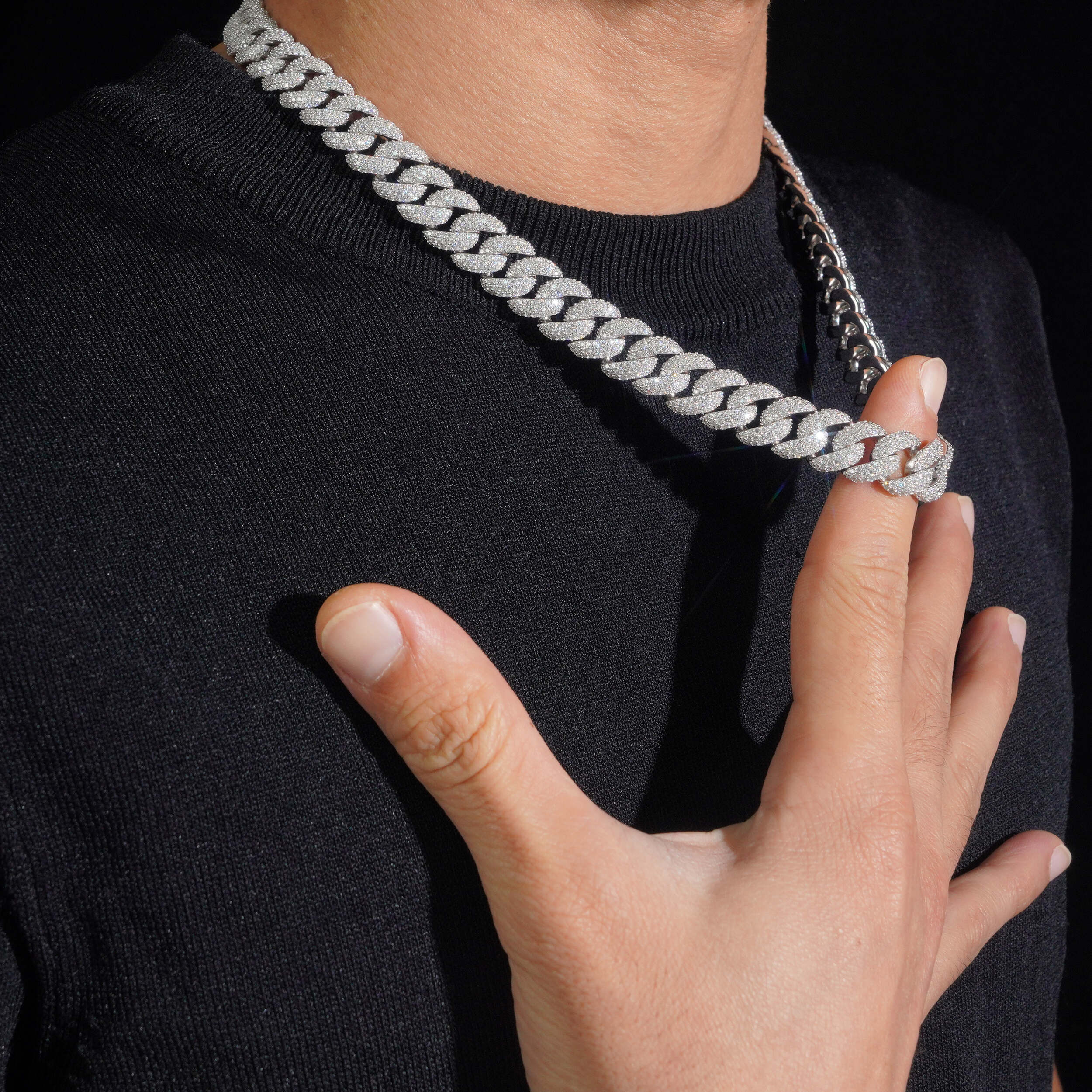Silver 925 IGI Lab Diamond Cuban Link Chain 13MM