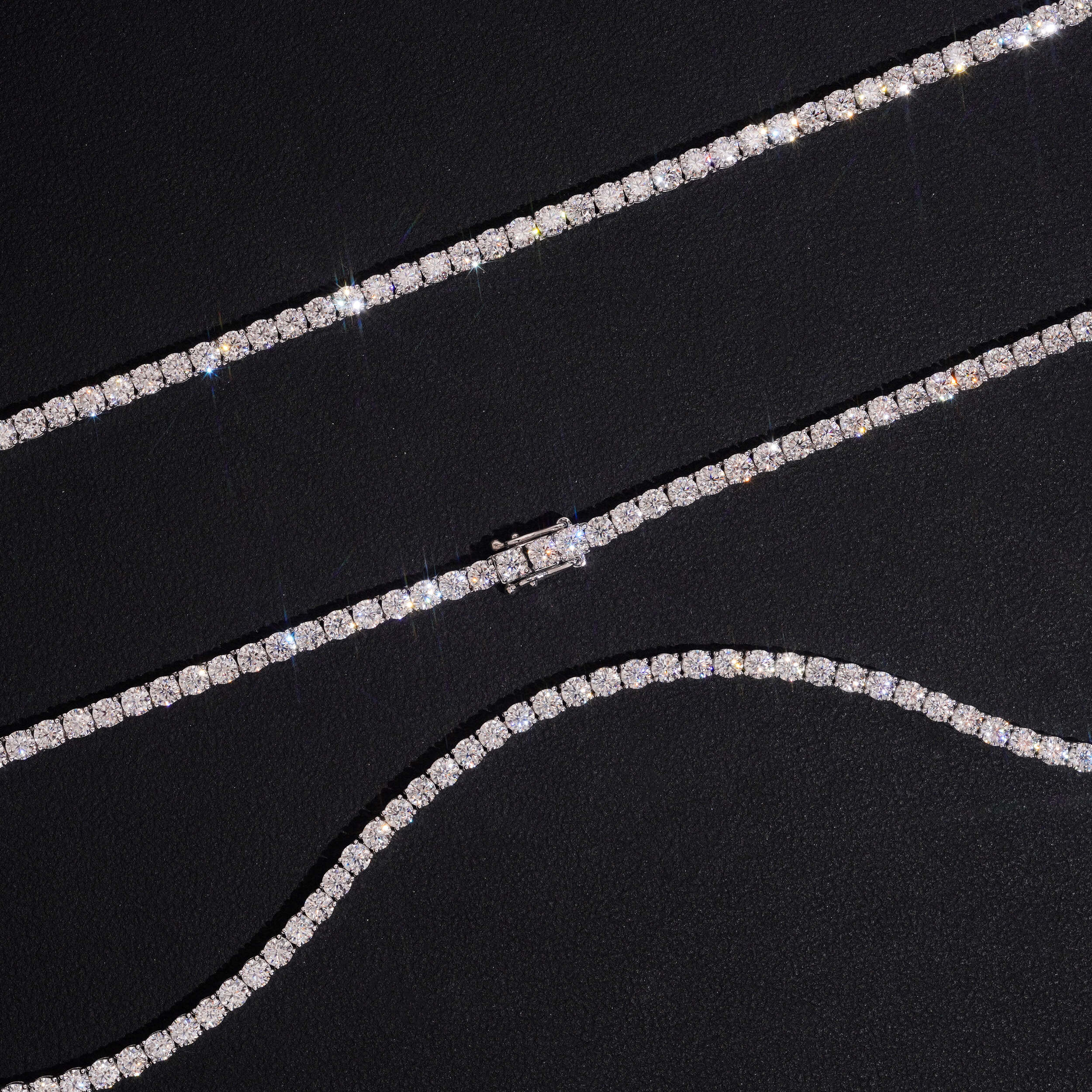 3MM 4MM Moissanite Diamond Tennis Necklace 10K Gold