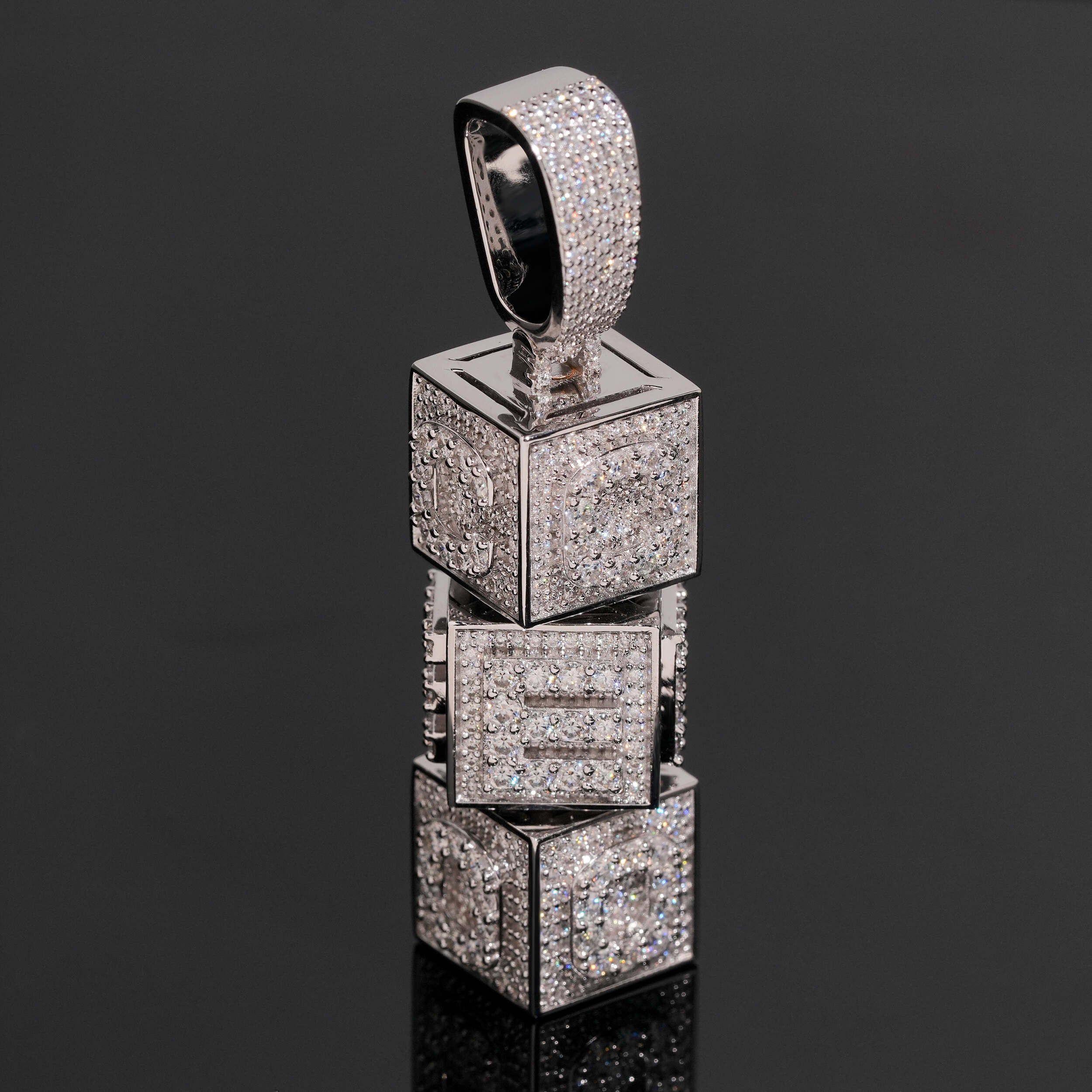 Moissanite Diamond Silver 925 Fully Iced 3D Custom Made Letter Name Pendant
