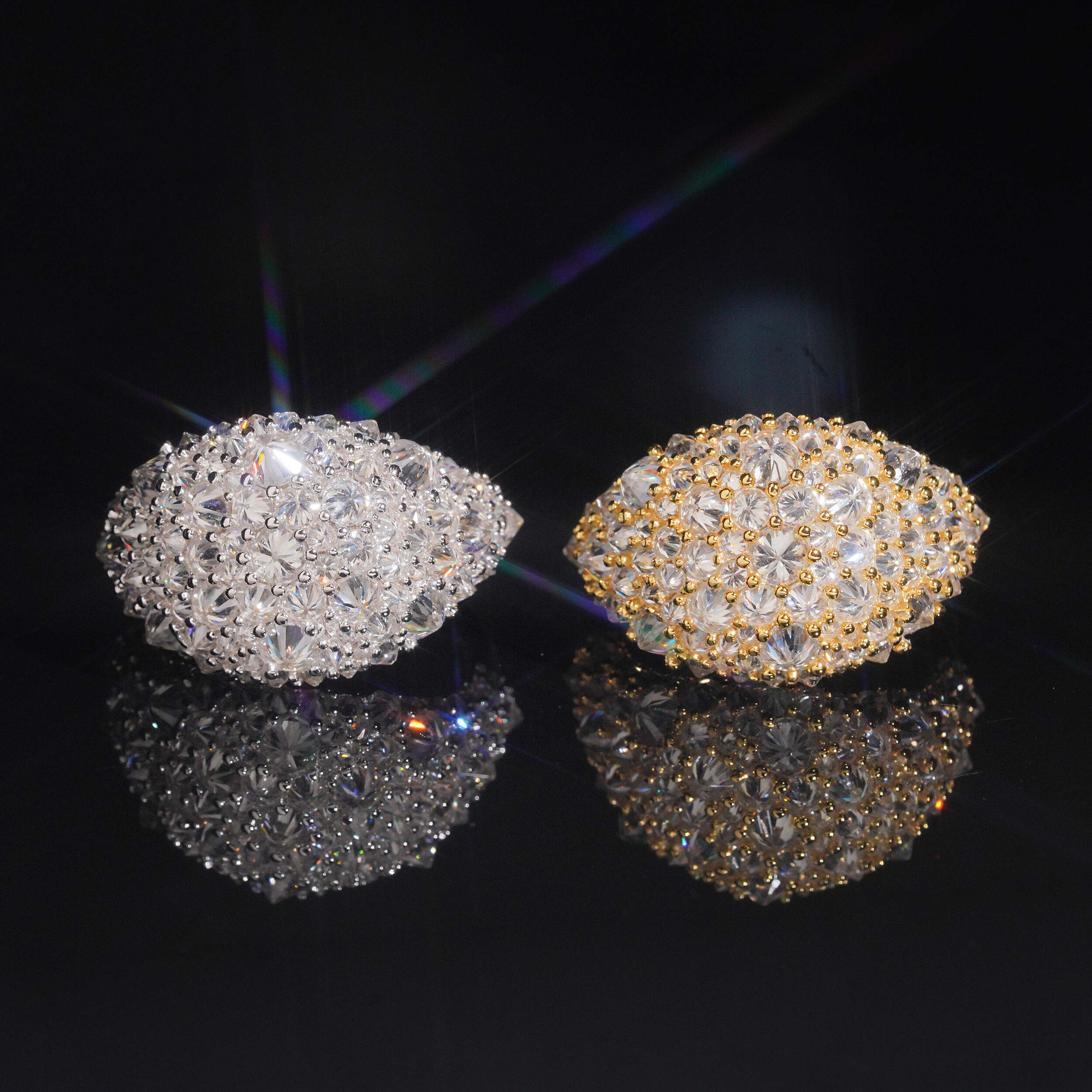 VVS Moissanite Diamond Sterling Silver Upside Down Mosaic Setting Men Ring