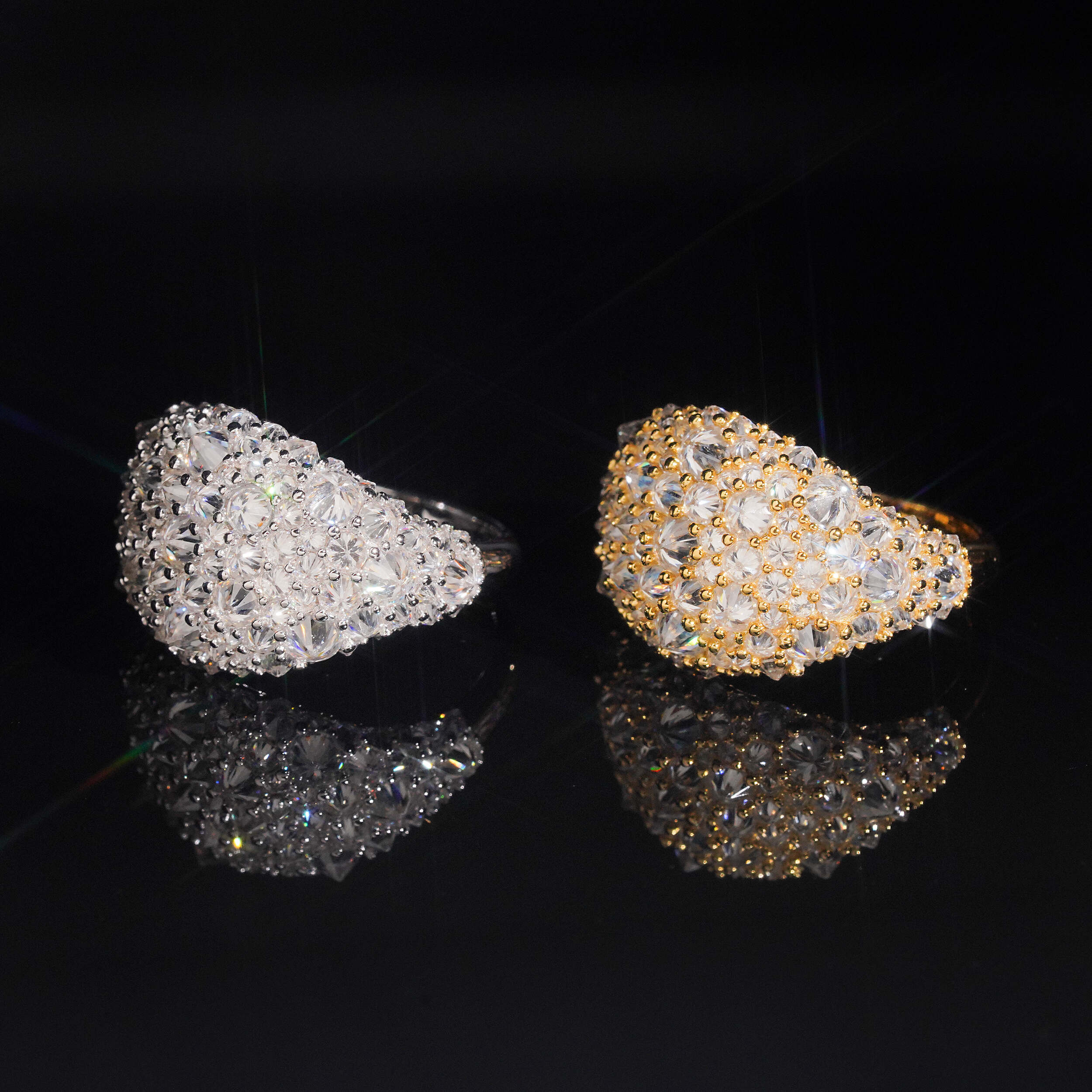 VVS Moissanite Diamond Sterling Silver Upside Down Mosaic Setting Men Ring