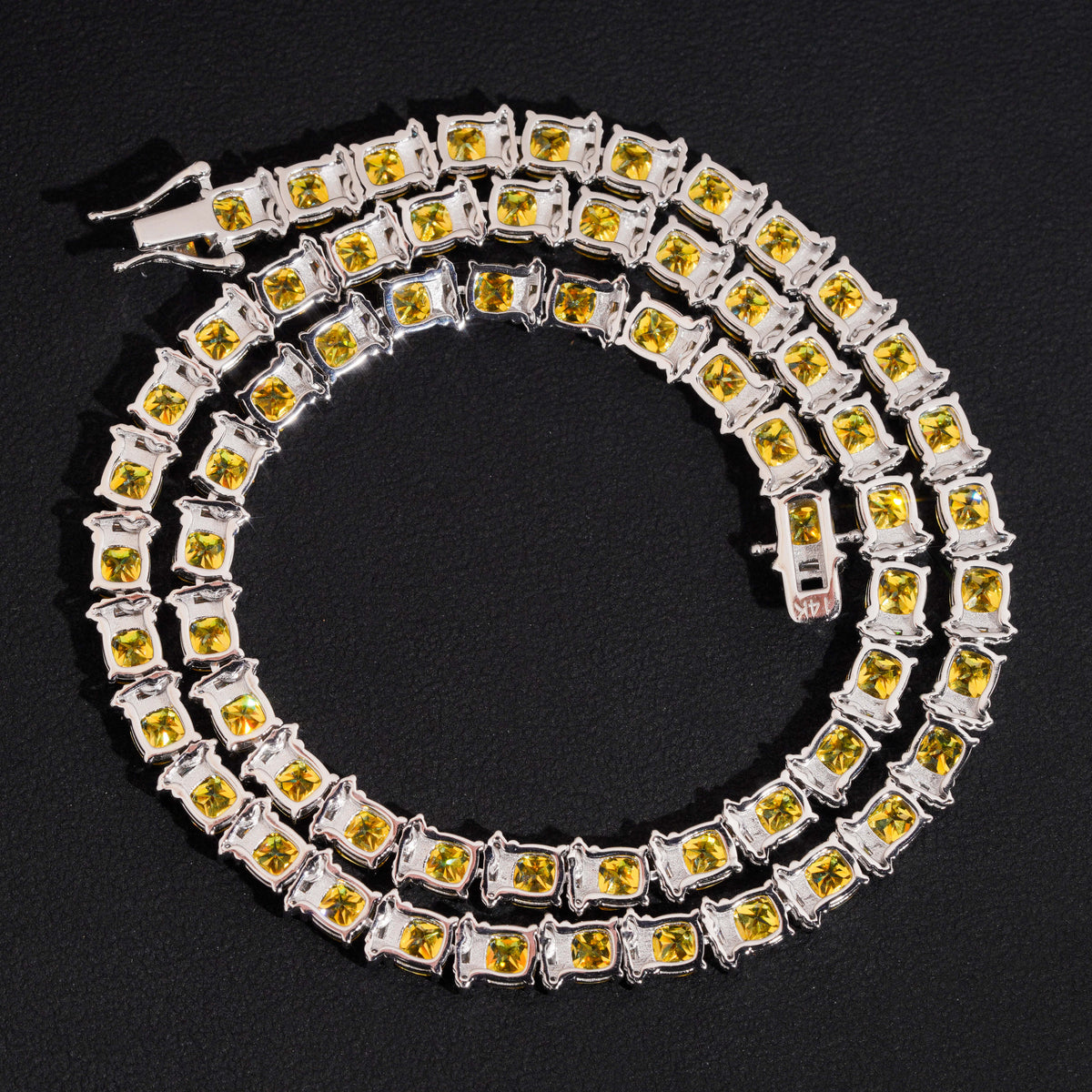 Custom Made Yellow Mix White Moissanite Tennis Chain Necklace