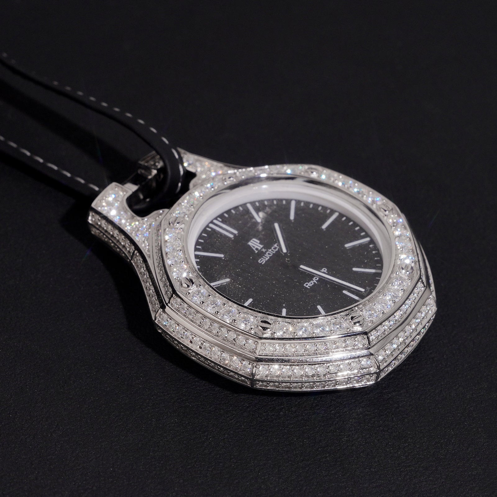 Iced Out Royal Pop Pocket Watch Case Moissanite Diamond