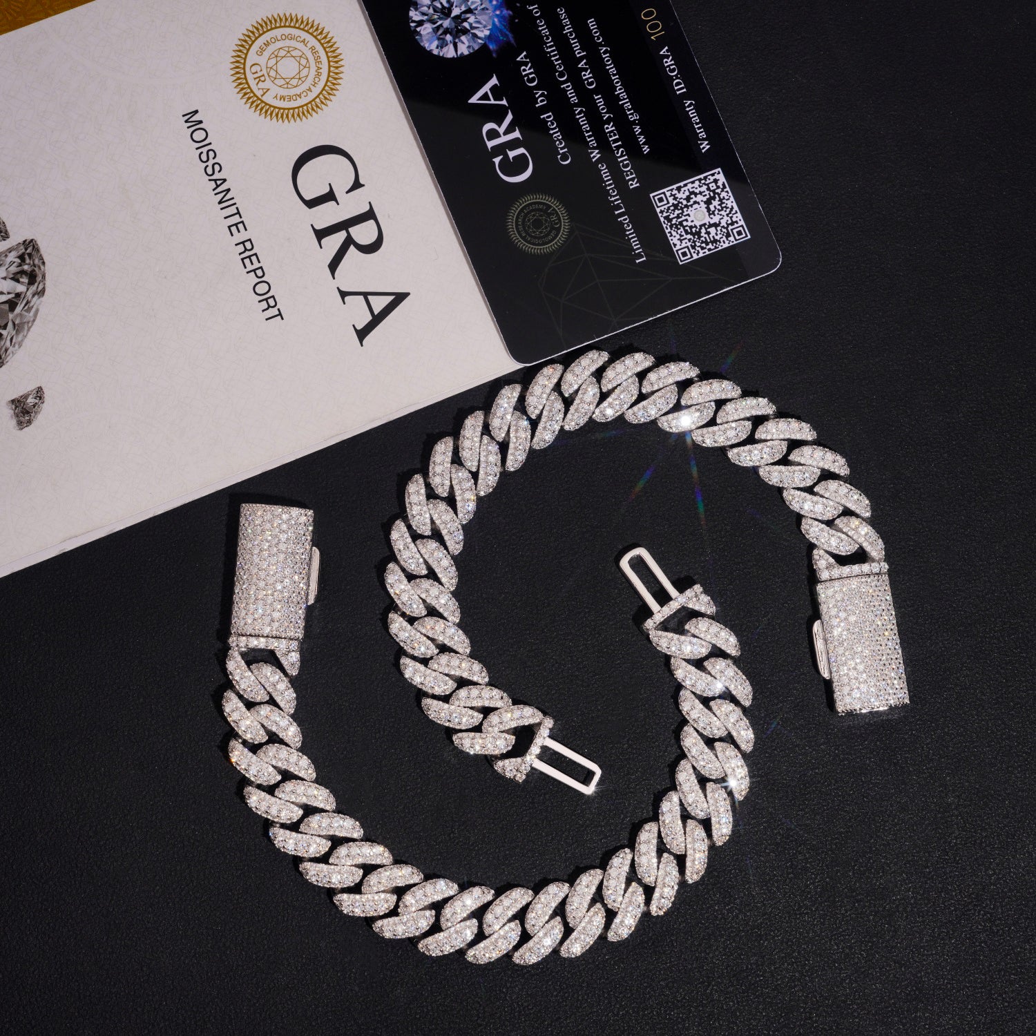 13MM Raised Stone Design Moissanite Cuban Link Bracelet