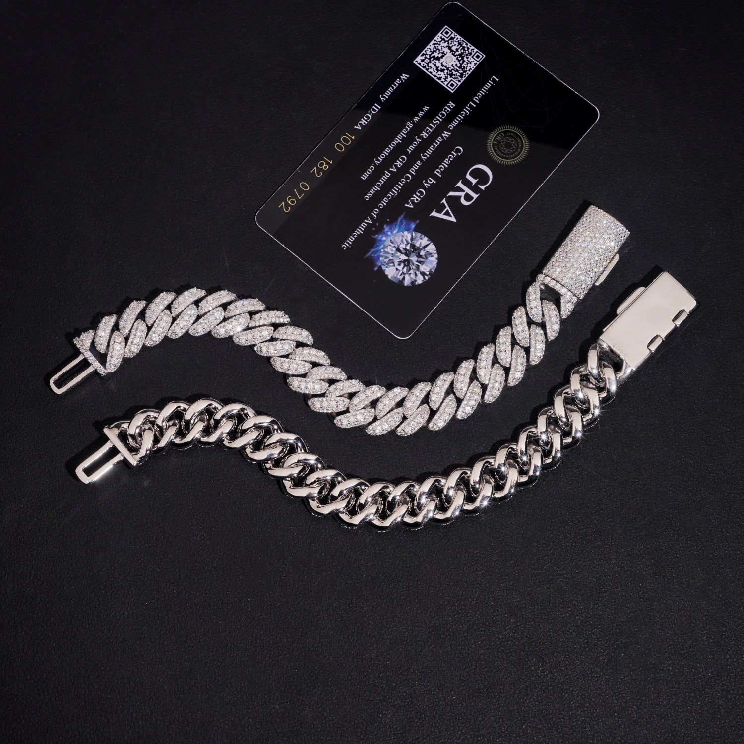 13MM Raised Stone Design Moissanite Cuban Link Bracelet