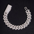 12MM Two Rows Prong Set Moissanite Diamond Cuban Link Bracelet