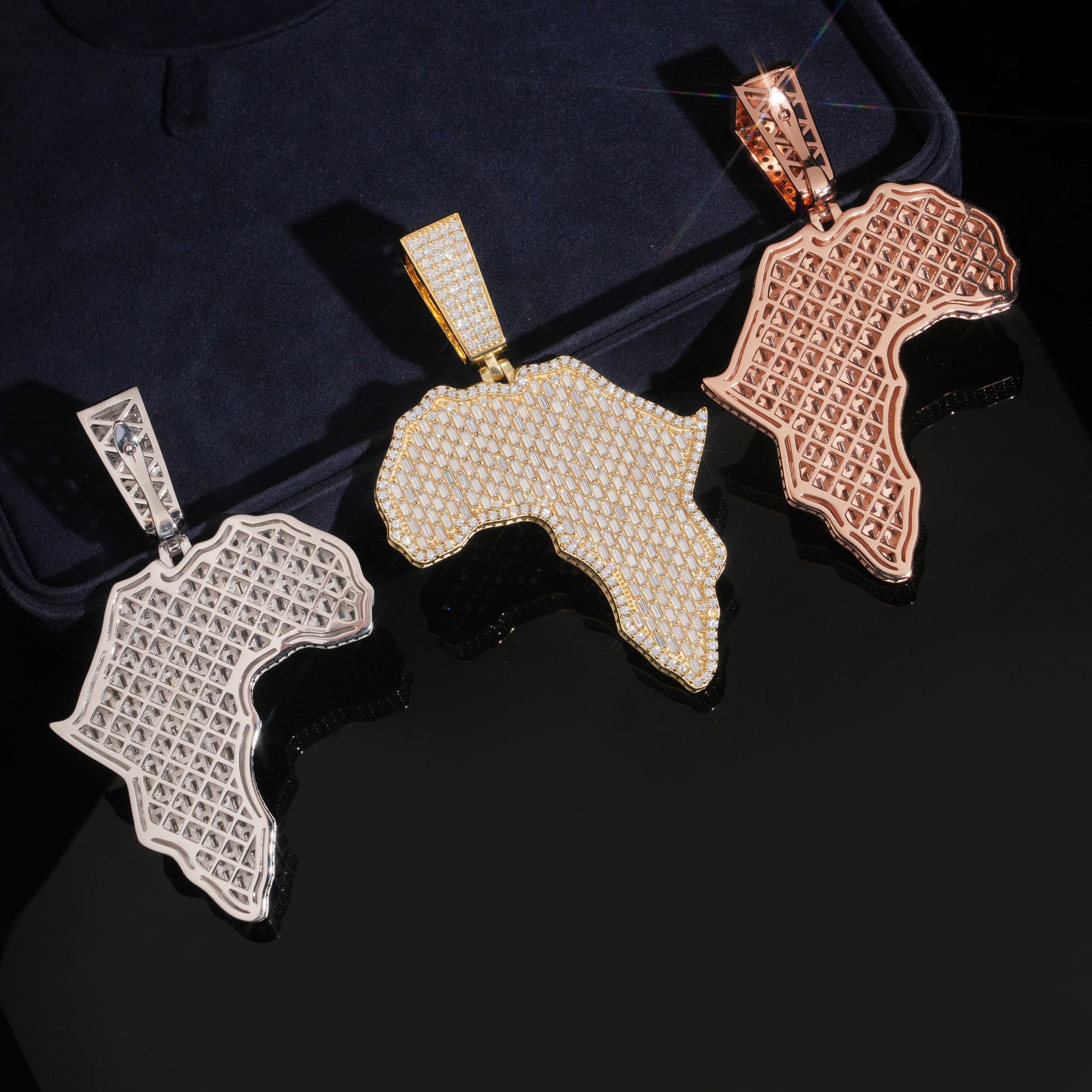 Large Size VVS Moissanite Diamond Africa Map Pendant