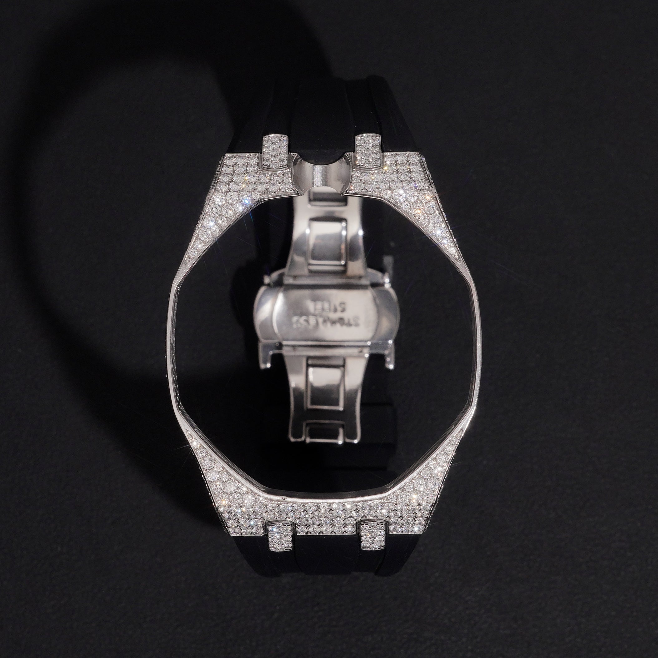 Stainless Steel 316L Moissanite Diamond Case Strap For Royal Pop Watch